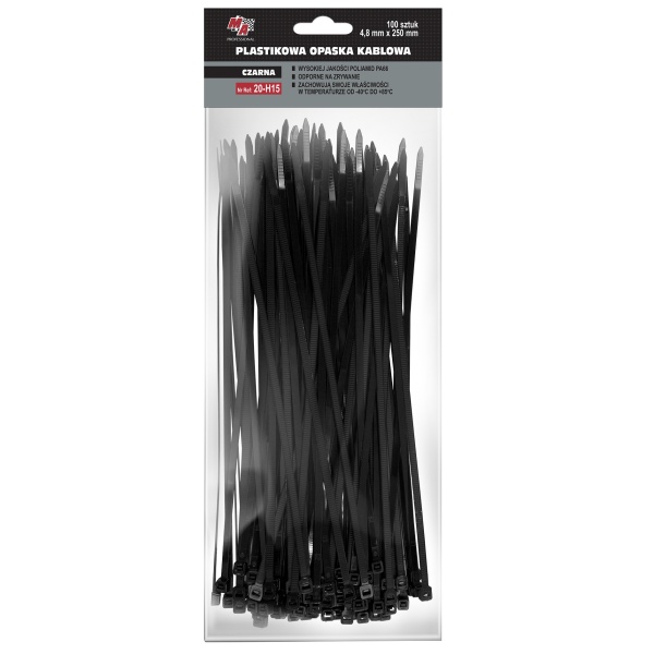 MA Professional Set 100 Buc Colier Plastic 4,8X250MM Negru 20-H15